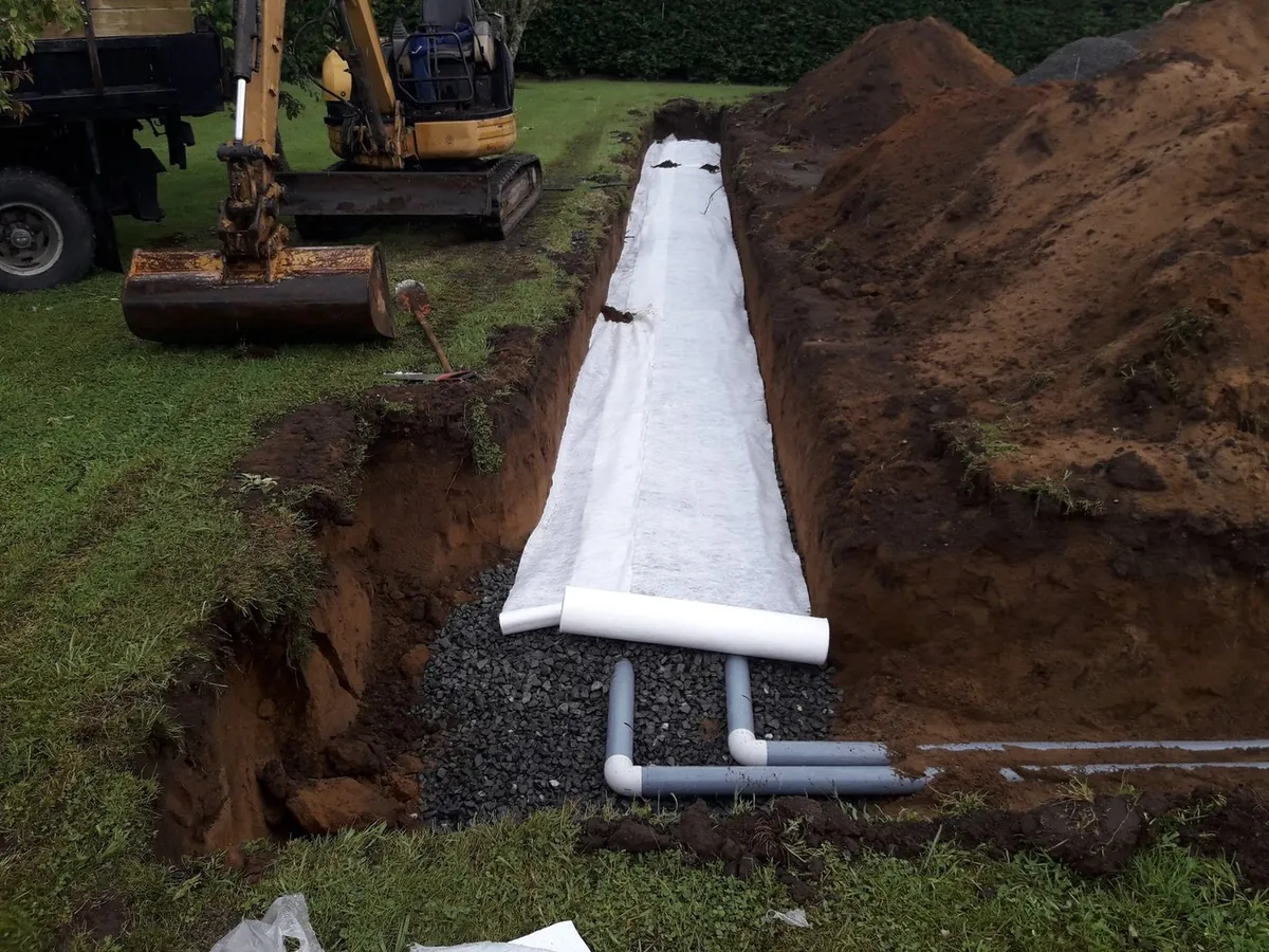 Drainage trench and pipework